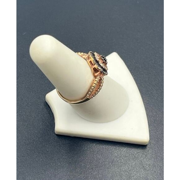 FZN CN Brown Clear Cubic Zirconia 18k Rose Gold Over Sterling Silver Ring Sz 7.5 - Picture 4 of 9